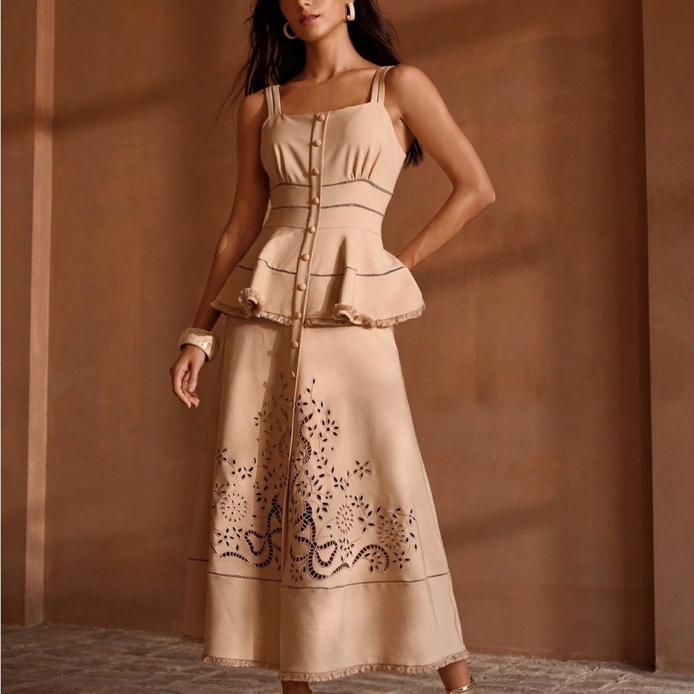 MOTF laser cut peplum dress XS
